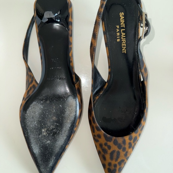 Saint Laurent Brown Leopard Print Heels - Picture 4 of 4